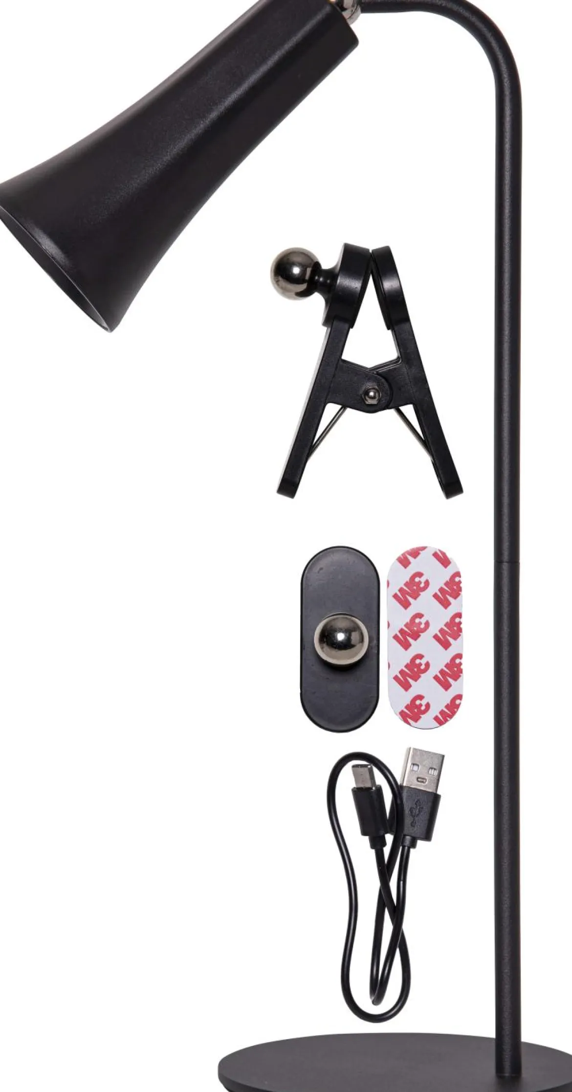 FUNCTIONAL Bord/Vägg/Klämmlampa USB-Laddbar 38cm Svart