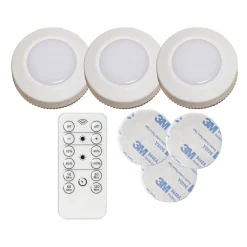 FUNCTIONAL LED-Puck Batteri Fjärrkontroll 3-pack 6,9cm Vit