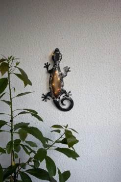 GECKO Solcellsdekoration Ödla 52cm Svart