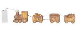 GINGERVILLE Dekorationset Tåg Batteri 30cm Brun