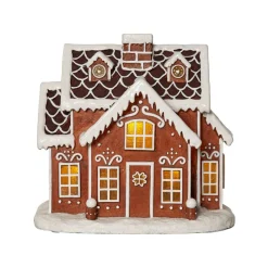 GINGERVILLE Panorama Pepparkakshus Batteri 26cm Brun