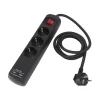 GRENUTTAG 3 Uttag + USB 31cm Svart