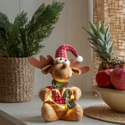 JOYLIGHT Dekorationsfigur Älg Batteri 21cm Brun