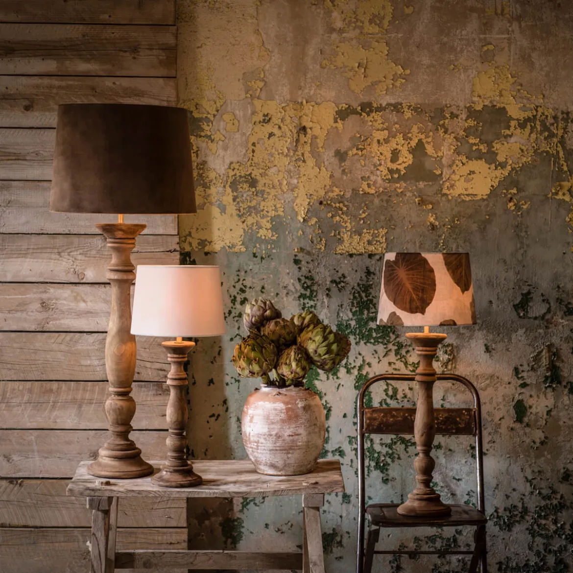 LODGE Lampfot 63cm Vintage Brun