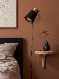 LUNA Vägglampa 30cm Antikmässing/Svart