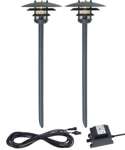 MALVA Pollare 2p 50cm LED, Trafo, Kabel - Antracitgrå 12V IP44