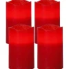 MAY LED-Blockljus 4-pack 12,5cm Röd