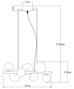 MOLEKYL Taklampa 58cm Svart/Rökgrå