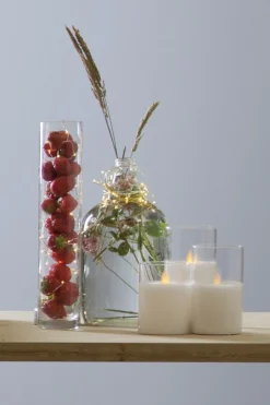 M-TWINKLE LED-Blockljus 10cm Vax/Klar/Varmgul