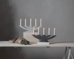 NAVIDA Ljusstake 5L 42cm Grå