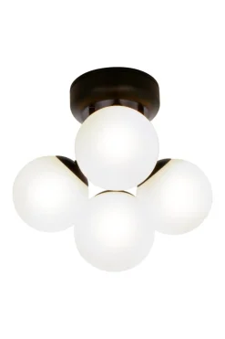 NICOSIA Plafond Bad 4L 26cm Svart/Opalvit IP44