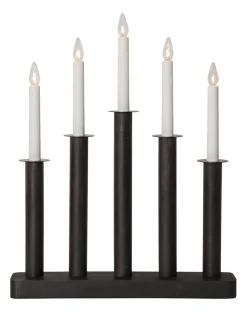 PLATE Ljusstake 5L 45cm Svart