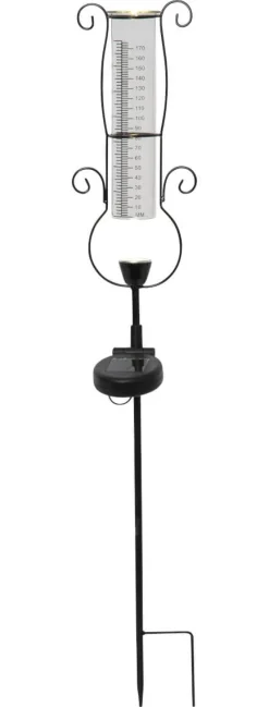 PLUVIO Regnmätare Solcell 65cm Svart
