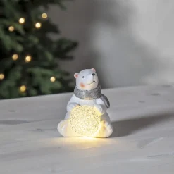 POLARE Dekorationsfigur Isbjörn Batteri 12cm Vit