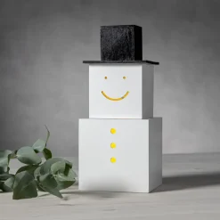 SNOWMAN Dekorationsfigur Batteri 29,5cm Vit