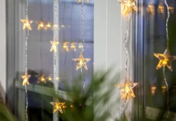 STAR CURTAIN Ljusgardin Batteri 2m 50LED Varmvit/Transparent