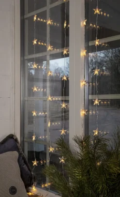 STAR CURTAIN Ljusgardin Batteri 2m 50LED Varmvit/Transparent