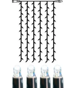 SYSTEM LED EXTRA Ljusgardin 2m 102LED Kallvit/Svart IP44