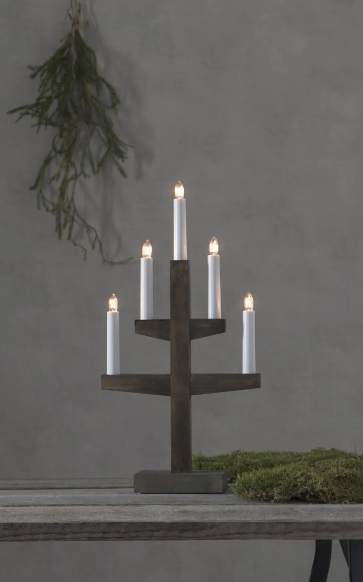 TRAPP Ljusstake 5L 46cm Brun