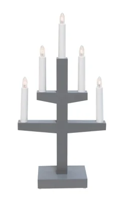 TRAPP Ljusstake 5L 46cm Grå