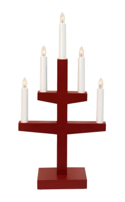 TRAPP Ljusstake 5L 46cm Röd
