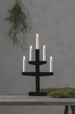 TRAPP Ljusstake 5L 46cm Svart