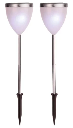VIGO 2-PACK Solcells-Pollare 34cm Vit