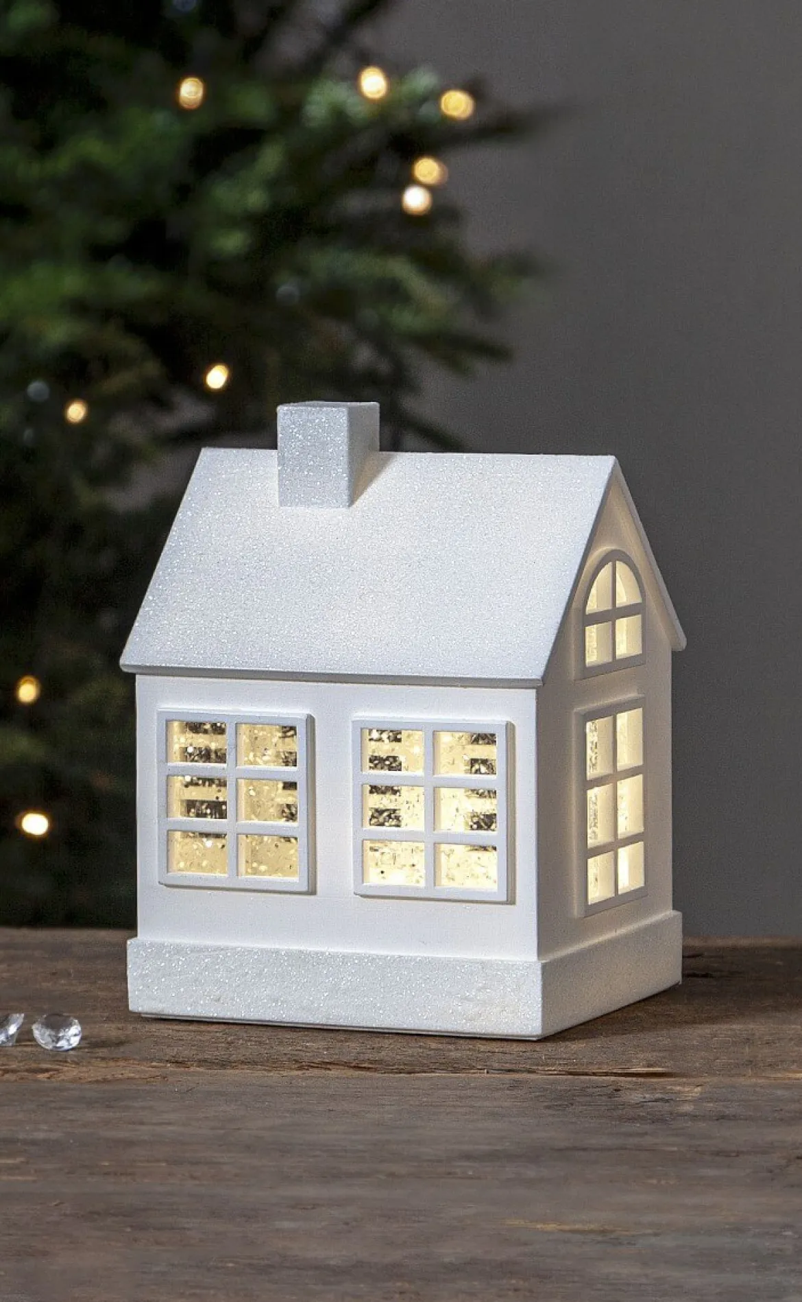 VINTER Inomhusdekoration Hus Batteri 15,5cm Vit