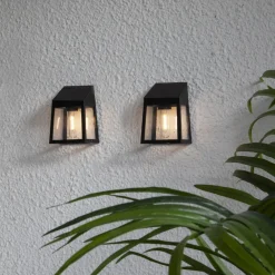WALLY FILAMENT Solcells-vägglykta 2-Pack 13,5cm Svart
