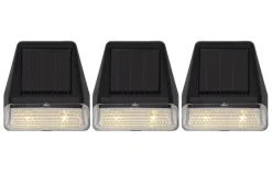 WALLY MINI 3-Pack Solcells-vägglykta 7,5cm Svart Varmvit IP44