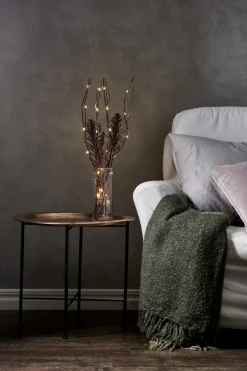 WILLOW DEWDROP Dekorationskvist 8cm 24LED Brun